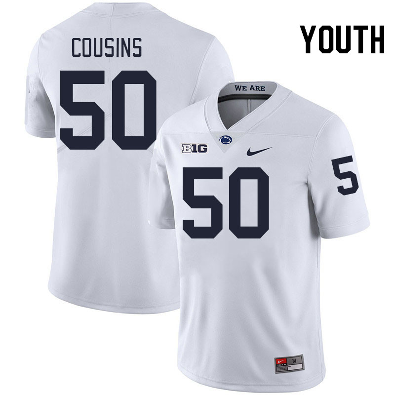 Youth #50 Cooper Cousins Penn State Nittany Lions College Football Jerseys Stitched-White